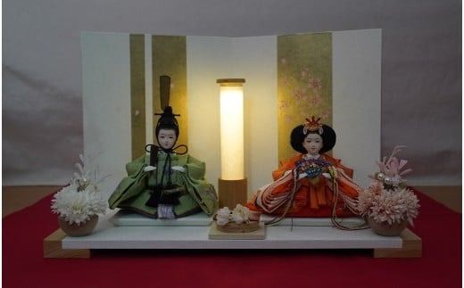 （ 数量限定 ）手の平サイズひな人形 『碧の夢手鞠』 人形作り40年 “平安天鳳”作 丹後ちりめん 人参草木染め 匠 手作り コンパクト 大切 こども ひな祭り 木製 今どき かわいい おしゃれ モダン にんじん 雛人形 ミニチュア 贈り物 京都 人形 着物 子供 孫 ふるさと納税限定 碧南市 H067-159