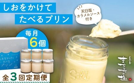 【全3回定期便】しおが主役 しおをかけてたべる プリン 花塩 プレーン 6個 セット 糸島市 / またいちの塩 [AEB007]