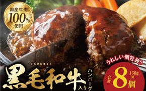 099H3401 黒毛和牛入り 国産牛肉100％ ハンバーグ 150g×8個 個包装