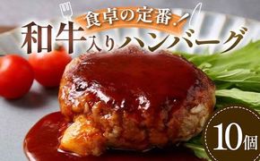食卓の定番！和牛入りハンバーグ 10個 豚肉 和牛 定番 ジューシー 肉汁 手軽  メインディッシュ ジュワッ お子さま 大人 シンプル 飽きない お歳暮 お中元 F6T-593