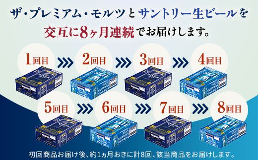 FK7-0513_【プレミアムモルツ・サントリー生ビール交互8回定期便】各350ml ×24本 熊本県 嘉島町 ビール ギフト 贈り物 酒 アルコール