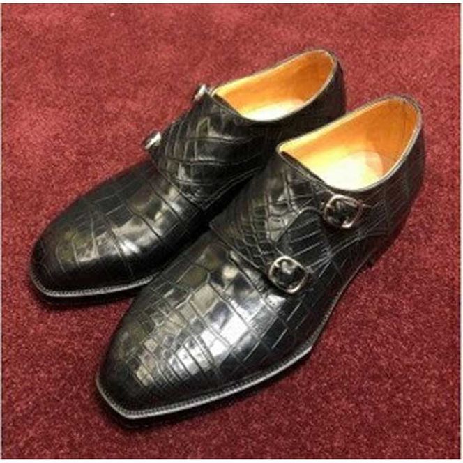 クロコダイルダブルモンクストラップ【クロコダイル革靴レザーフルオーダーメイド竜田靴一人ひとりに合わせた足型（木型orプラスチック）あなただけの靴大阪府門真市】 272230_BE006