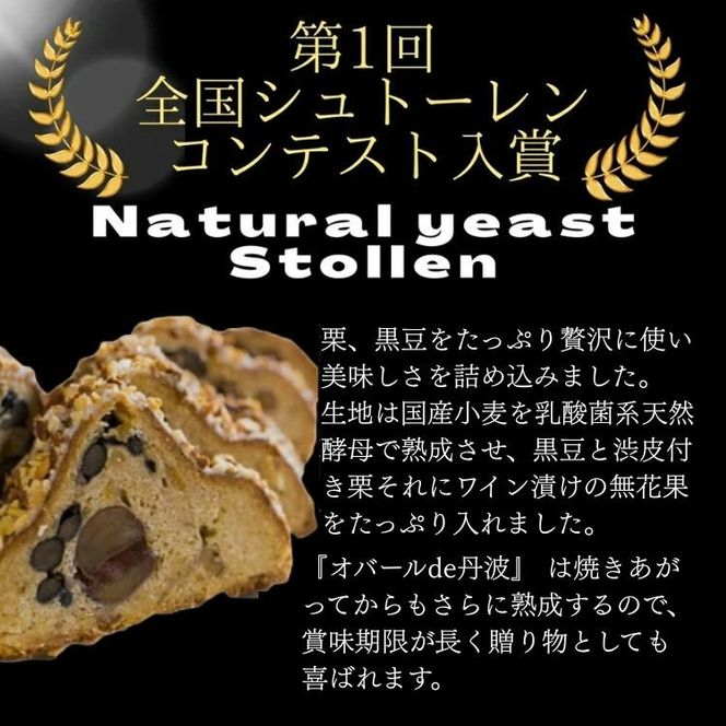 天然酵母 シュトレン・オバールde丹波 ハーフ 約300g《天然酵母パン グリム》第1回全国シュトレンコンテスト入賞 亀岡地域ブランド認定品｜シュトレン クリスマス プレゼント ふるさと納税