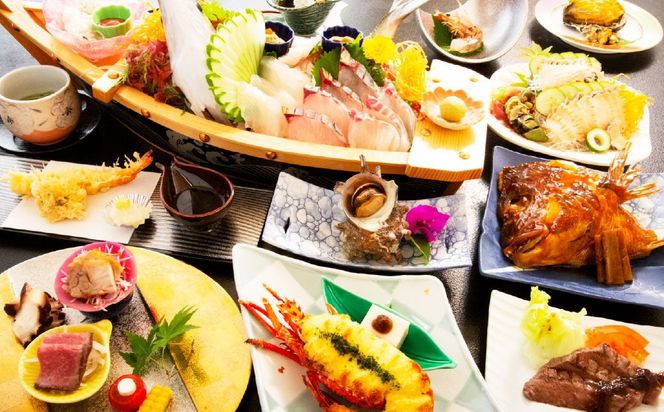 【平日限定】天草浜辺の宿 美波 石あかり 伊勢海老コース ペア宿泊券（1泊2食付き） 宿泊 宿泊券 ペア 2人 チケット 観光 旅行 お食事 食事券 宿 旅館 熊本県 上天草市