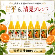 清見ブレンドジュース 甘平ジュース ストレート 各720ml × 3本 6本セット 中山農園 みかん 蜜柑 清見 プリンセス 甘平 ジュース ストレートジュース ミックスジュース オレンジジュース 100％ フルーツ ストレート  柑橘 果汁 無添加 農家直送 産地直送 数量限定 国産 愛媛 愛南 なくなり次第終了