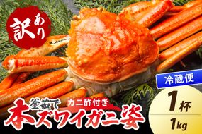 【大好評！カニ酢付き】訳あり！釜茹で！特大本ずわいがに姿 1kg×1杯　YK00484