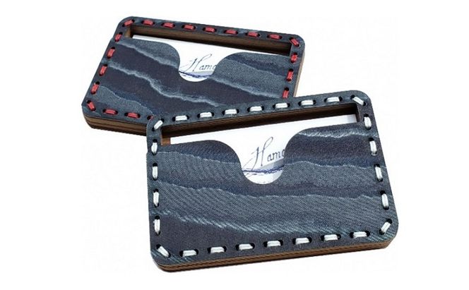 HAMON-WOOCA- 名刺ケース（麻糸カラー：白／赤） 雑貨 日用品 名刺入れ 