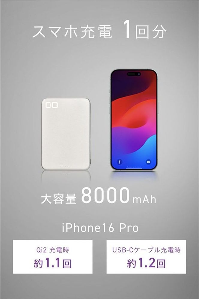 CIO モバイルバッテリー 8000mAh SMARTCOBY SLIM II Wireless 2.0 8K シルバー｜小型 軽量 おしゃれ 便利 [2653]