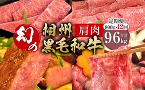 【牛肉 定期便 12回】 幻の相州黒毛和牛肩肉 800g×12回 計9.6kg【相州黒毛和牛 相州牛 幻の牛肉 極上の旨味と風味 キメ細かな上質の脂 様々な料理に ブランド牛 ブランド牛肉 神奈川特産品 神奈川県 小田原市 】 142069_BL040