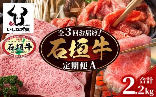 【全3回 定期便A】 石垣牛特選　焼肉・サーロインステーキ・すきしゃぶ　計2.2kg （いしなぎ屋）【 特選肉 肉 高級 黒毛和牛 和牛 牛 】AB-29