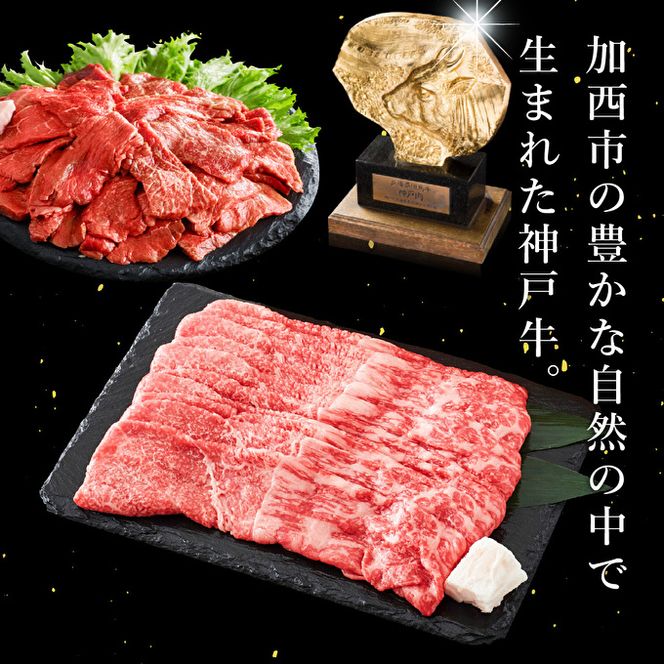 神戸牛 定期便  3ヶ月連続お届け 赤身 3種 切り落とし 焼肉 すき焼き肉
