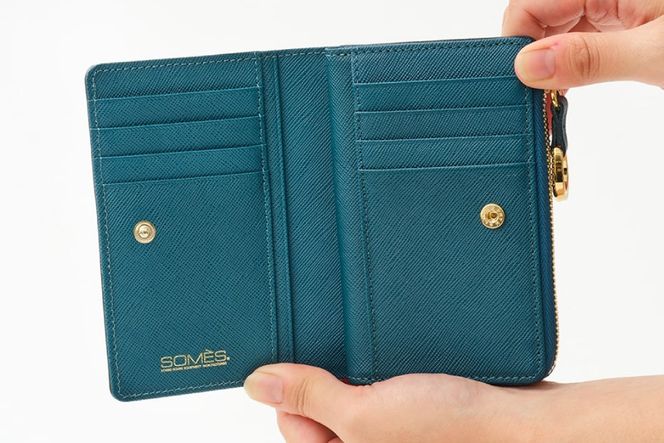 SOMES LF折財布 （ブルー）PT-73 [ソメスサドル 北海道 砂川市 12260816-b] ソメス 財布 レディース 二つ折り 二つ折 2つ折り L字ファスナー l字ファスナー L字 本革 革 革製品 レザー ウォレット サイフ さいふ somes saddle