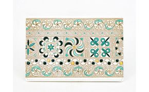 【文庫屋大関】パーソナルホルダー　錦紗＜緑＞【皮革工芸品】 民芸品 雑貨 日用品 牛革 イスラム文様 ギリシャ文様 