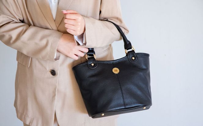 豊岡工房 牛革 手提げ（4259）黒 / ミニ トートバッグ 手提げバッグ コロンとした バケツ型 底鋲  マグホック付き 柔らかい シュリンク牛革 メンズ レディース かばん カバン バッグ 鞄 国産 日本製 小田清株式会社