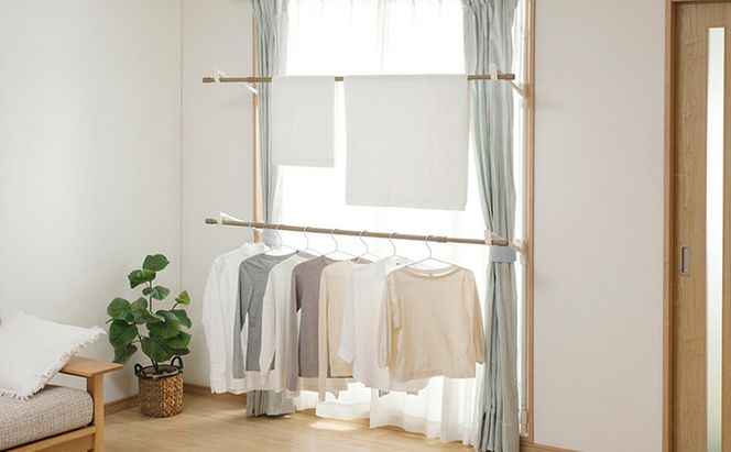 木目調窓枠物干し MW-W260N ホワイト アイリスオーヤマ 雑貨 日用品 