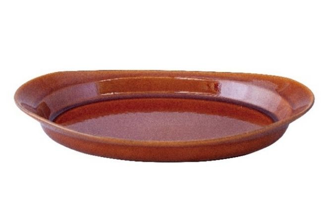 伊賀焼 耐熱アーモンドプレート ブラウン 大 ngtn0037