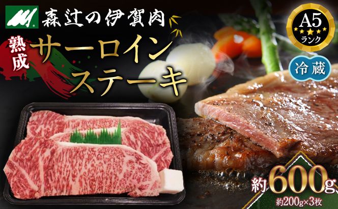 【冷蔵】伊賀肉 森辻の伊賀牛　熟成サーロインステーキ約200g×3枚 242161_CT004VC01