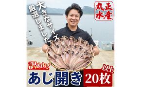 ＜訳あり＞国産特大あじの開き(計20枚以上)簡易包装 干物 アジ 魚介 水産加工品 開き おかず おつまみ 宮崎県 門川町【AW-22】【丸正水産】