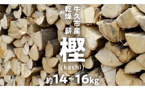 牛久市産 乾燥 薪 樫 ( かし ) 約14kg～16kg 天然木 マキ 乾燥薪 広葉樹 キャンプ アウトドア 焚火 焚き火 薪ストーブ 暖炉 たき火 野外 屋外 バーベキュー薪 ピザ窯の薪 グリル焼 [DP007us]