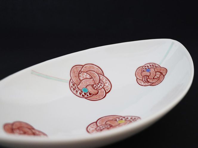 九谷焼　8.5号鉢　赤絵水引文 　a01　大志窯 食器 キッチン雑貨 キッチンアイテム 雑貨 お皿 食卓 テーブルコーディネート 盛り付け 