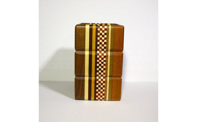 【箱根寄木細工　四角ペン立て】 142069_CW108