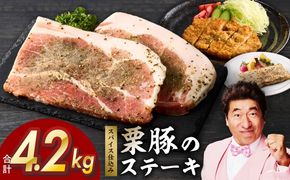 G3377 栗豚 ステーキ 4.2kg【オリジナルスパイス仕込み 小分け 1パック2枚入 300g×14P 豚肉 焼くだけ】