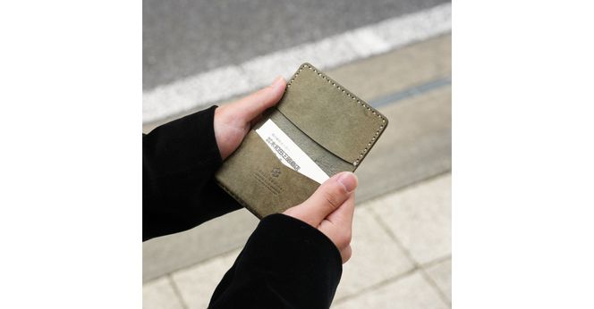 豊岡財布 haaki Leather カードケース HLC500 グリージオ /  カード入れ 名刺入れ 革 革小物 牛皮革 メンズ レディース プエブロレザー 手縫いのステッチ ハンドメイド シンプル デザイン 無地 KOMOREBI 木和田正昭商店