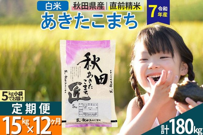 【白米】＜令和7年産＞ 《定期便12ヶ月》秋田県産 あきたこまち 15kg (5kg×3袋)×12回 15キロ お米 匠  [サンファーム西木 定期便 お米定期便 白米 あきたこまち ごはん 米 お米 精米15kg]|02_snk-010712s