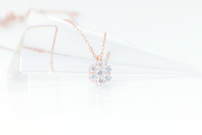 ダイヤモンド ネックレス フラワーL 0.6ct K18 ピンクゴールド  ジュエリー ダイヤ  18金 山梨 H-729 SWCI014-pg