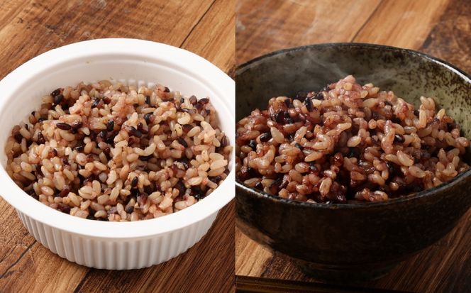 【令和7年産米】【3ヶ月定期便】【お手軽玄米】くろまい＆げんまい パックご飯150g 12個入り×3ヶ月（特別栽培コシヒカリを使用） 1039027｜玄米 黒米 アントシアニン 健康志向 便利 簡単 毎月届く