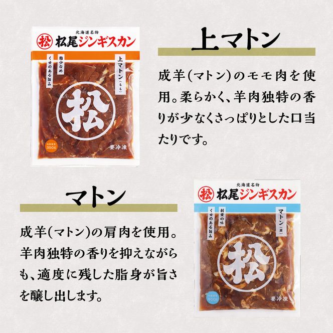 【松尾ジンギスカン】ラムとマトンの4種食べ比べ! 北海道 滝川 ソウルフード 成吉思汗 BBQ 肉 焼き肉 焼肉 バーべキュー ラム マトン ラム肉 羊 羊肉 ジンギスカン タレ 味付 個包装 冷凍 おすすめ