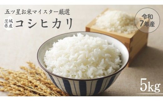 《 令和7年産 》 茨城県産 コシヒカリ 5kg ( 5kg × 1袋 )  期間限定 こしひかり 米 コメ こめ 五ツ星 高品質 白米 精米 時短 単一米 [AC039us]