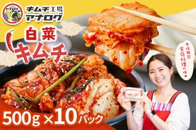 熟成秘伝のてづくり白菜キムチ(500g×10パック)【手作り 国産 熟成キムチ 人気 旨辛 発酵食品 ご飯のお供 ピリ辛 九州産 ご当地 おつまみ 熟成タレ】(H104261)