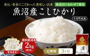 【3ヶ月定期便】特別栽培米 魚沼産こしひかり(十日町地域) 精米 2kg 米 お米 コシヒカリ 定期 十日町市