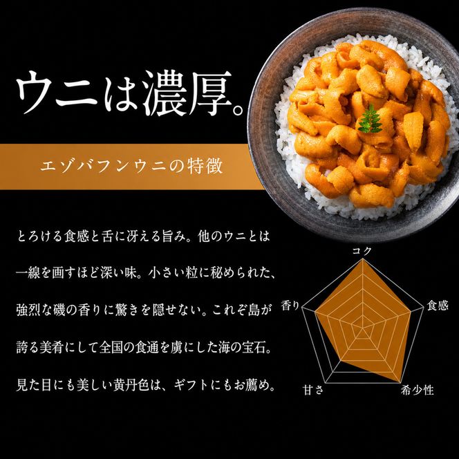 北海道礼文島産 旬凍エゾバフンウニ80g×1 魚貝類 雲丹 氷結 うに 
