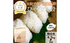 【令和8年産】【日本農業賞大賞】ひゃくまん穀9kg(4.5kg×2袋)精白米 能美市 お米 精米銘柄米 精米したて 一等米 172111_AE004