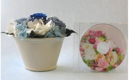 【日付指定可能】 プリザーブドフラワーローズ３輪アレンジメント ブルー 薔薇 バラ ギフト プレゼント ラッピング 産地直送 インテリア お花 フラワー H193-024