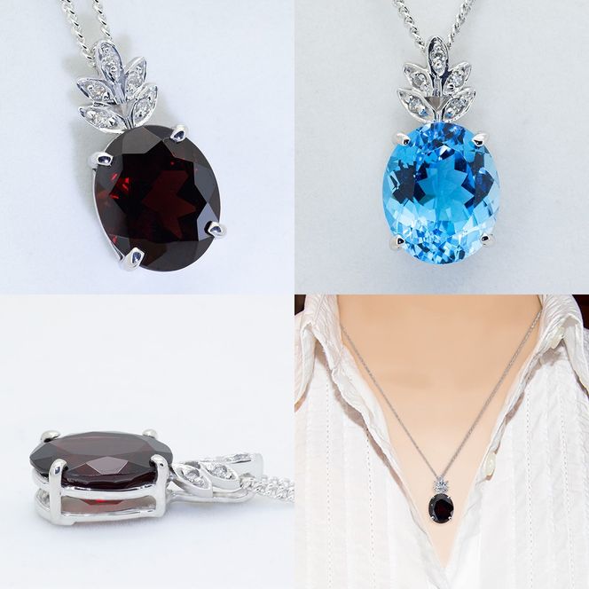 ガーネット ペンダント 5.0ct K10WG （26359）　BR-40