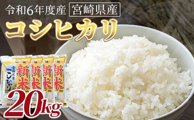 ＜令和6年度産　宮崎県産コシヒカリ　20kg＞翌月末までに順次出荷【 国産 米 お米 最速便 白米 精米 こしひかり ごはん ご飯 白飯 食品 】【b0846_su】