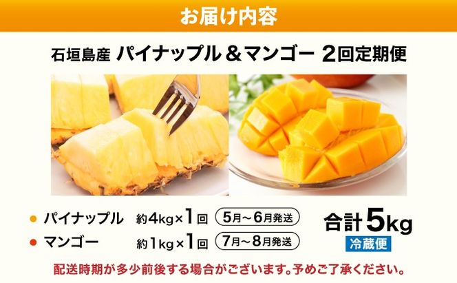 【2026年5月から発送 2回定期便】石垣島産パイナップル 約4kg ・マンゴー約1kgセット