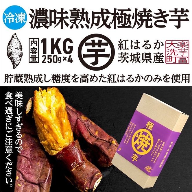 【先行予約】 12月以降発送 濃味熟成 極焼き芋 1kg (250g×4p) 冷凍 真空パック 紅はるか 焼き芋 小分け 大洗産 茨城県産 国産 濃厚 熟成 やきいも 芋 茨城 べにはるか さつまいも お菓子 和菓子 スイーツ