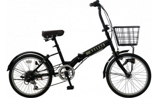 パンクしない折り畳み自転車20インチ6段変速 ブラック-[G367-3]