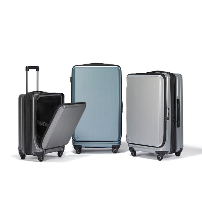 PROTeCA フレスター EX 01553 (14 ミストラルヘアライン) スーツケース 国産 日本製 76/89L キャリー バッグ キャスターストッパー フロントオープン 出張 長期旅行 北海道 赤平市