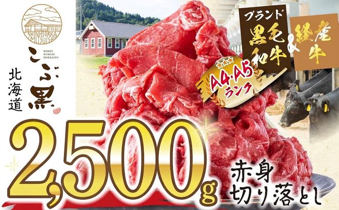 訳あり 北海道産 黒毛和牛 こぶ黒 赤身 切り落とし 2.5kg ( 500g × 5パック ) 黒毛和牛 和牛 牛肉 経産牛