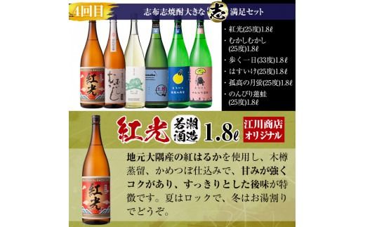 【定期便・全4回】 志布志焼酎「大きな志」飲み比べ定期便 1.8L×計18本 t0159-001