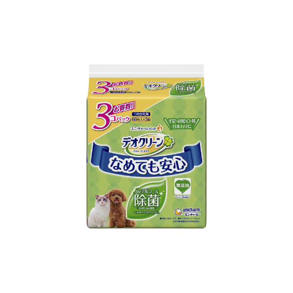 デオトイレ 消臭・抗菌 シート ボタニカル 20枚×4 デオクリーン ノンアルコール 除菌 ウェットティッシュ 詰替用 (60枚×3個P)×2 ペットシーツ ペットシート トイレ 猫 猫用トイレ ユニ・チャーム