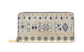 【文庫屋大関】 大容量　ぐるっとファスナーの長財布　アポロン＜ブルー＞【皮革工芸品】 ファッション小物 民芸品 