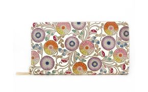 【文庫屋大関】 大容量　ぐるっとファスナーの長財布　更紗菊【皮革工芸品】 ファッション小物 民芸品 