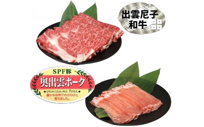 出雲尼子和牛リブロース＆奥出雲ポークロースしゃぶしゃぶセット 計600g 322032_FU003