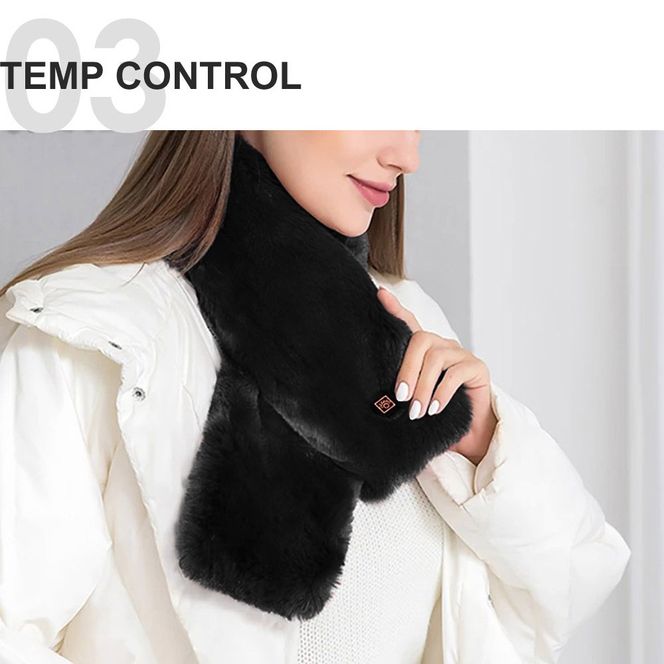 ヒートマフラー 電熱マフラー マイクロファイバー 洗濯可 ヒーター内蔵 LF-HM010 ブラック